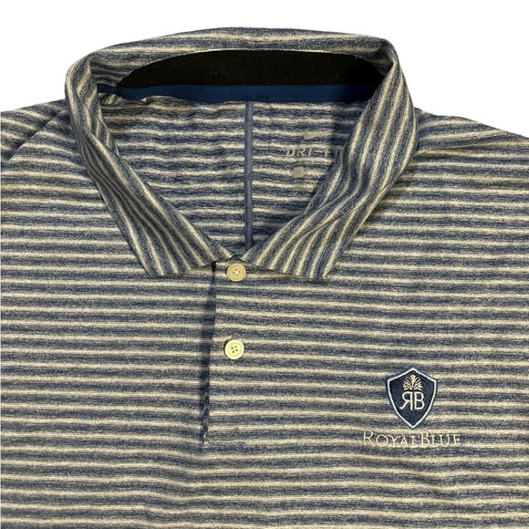 Nike Tiger Woods Vapor Dry Striped Golf Polo Blue‎ and White Size XL - Picture 2 of 9